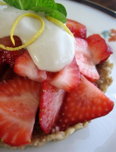 cashew cream and strawberries